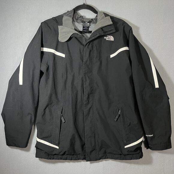 North Face Hyvent Jacket Boys XL 18/20 Black, Mesh Lined, Hood, Full Zip 3 In‎ 1 - Picture 1 of 12